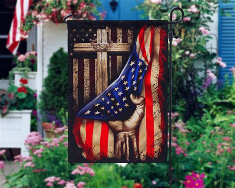 God Jesus Christ Behind American Flag Hand Pulling Back Etsy