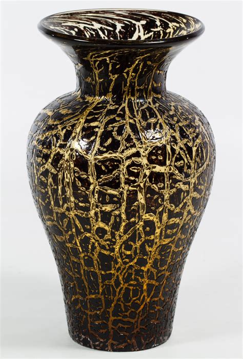 Black And Gold Crackle Glass Vase Crackle Glass Glass Vase Vase