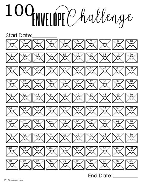 Printable 100 Envelope Challenge Tracker Customize And Print