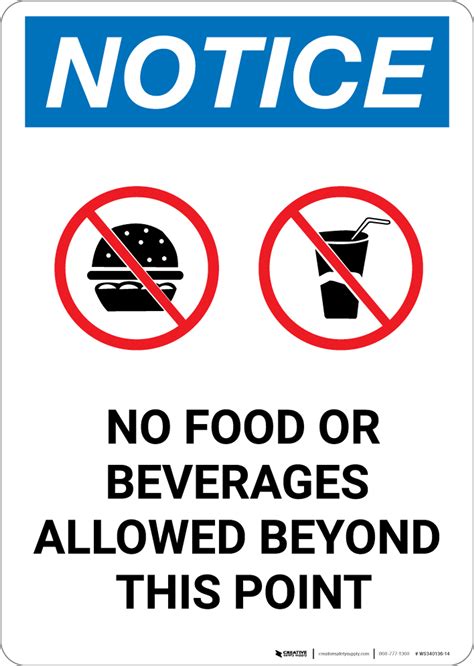 Notice No Food Or Beverages Allowed Beyond This Point With Icons