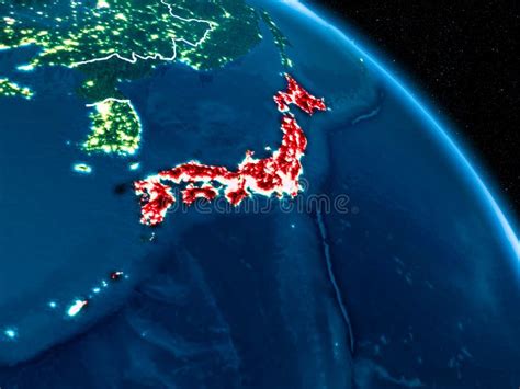 Satellite View Of Japan At Night Stock Photo Image Of Country Globe