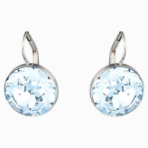 Bella Pierced Earrings Blue Rhodium Plated Swarovski Com