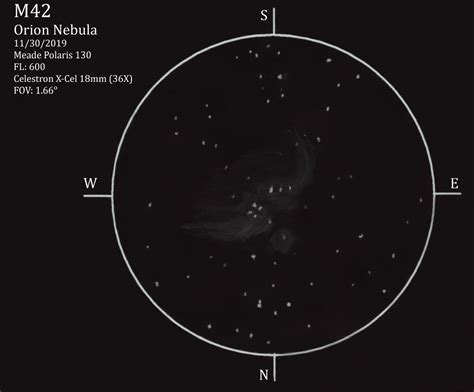 Sketch Of M42 Orion Nebula Observed With 10x50 Binoculars R
