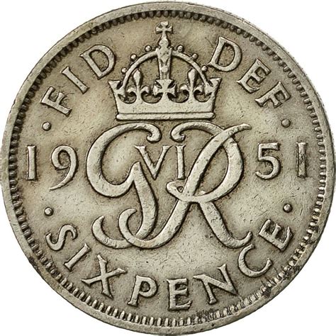 Sixpence 1951 Coin From United Kingdom Online Coin Club