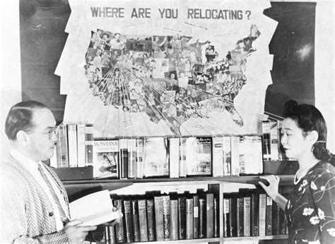japanese americans in a camp library january 194… en ddr densho 37 44 1 primary sources