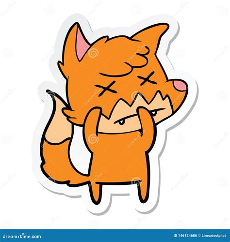 Sticker Of A Cartoon Dead Fox Stock Vector Illustration Of Doodle