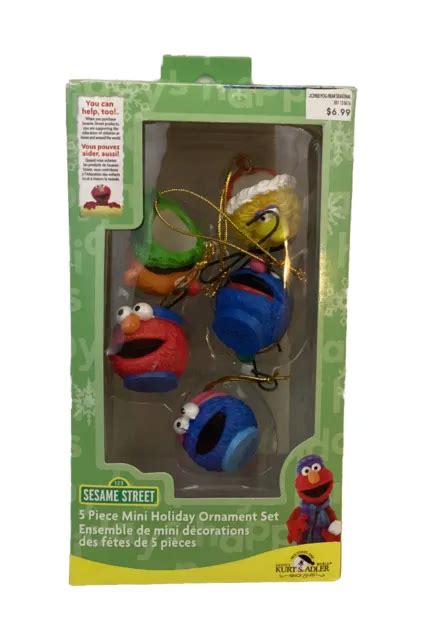 Sesame Street Kurt S Adler 5 Piece Mini Head Ornament Set Christmas