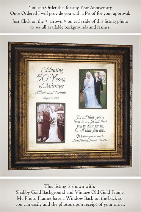 Start it off by exploring all sorts of 50th wedding anniversary gift ideas and finding the one that will help your parents or grandparents know just how much you love and appreciate them. Parents 50th Anniversary, 50th Wedding Anniversary, 50th ...