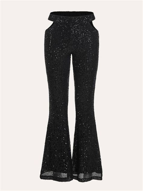 Shein Icon Western Cowgirl Cut Out Waist Sequin Flare Leg Trousers Shein Uk