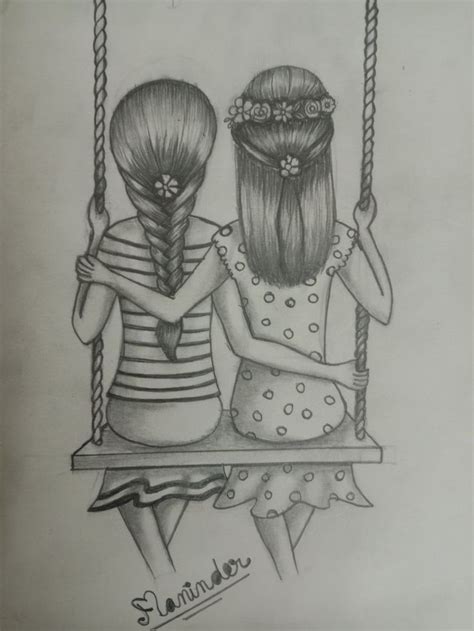 Best Friends Forever Pencil Shading Love You Friend Drawings Of