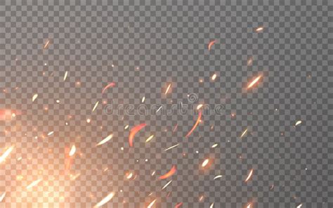 Fire Sparks Flying Particles On Transparent Backdrop Realistic Flame