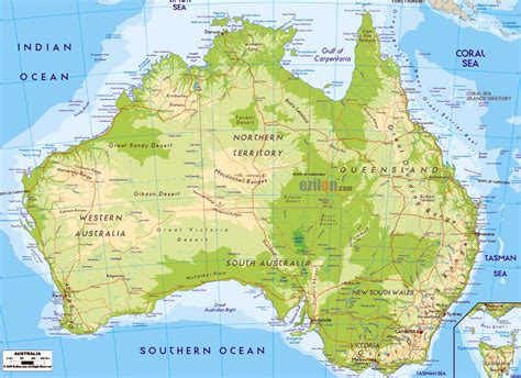 Large Detailed Physical Map Of Australia Australia Large Detailed