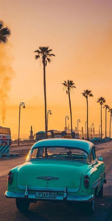 720p Free Download Yellow Sky Sunset In California Retro Car Sunset