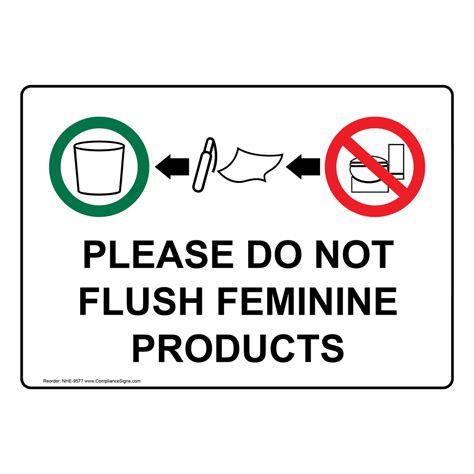 Restrooms Trash Sign Please Do Not Flush Feminine Products