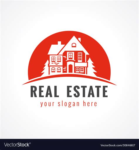 Real estate logo cottage sun Royalty Free Vector Image