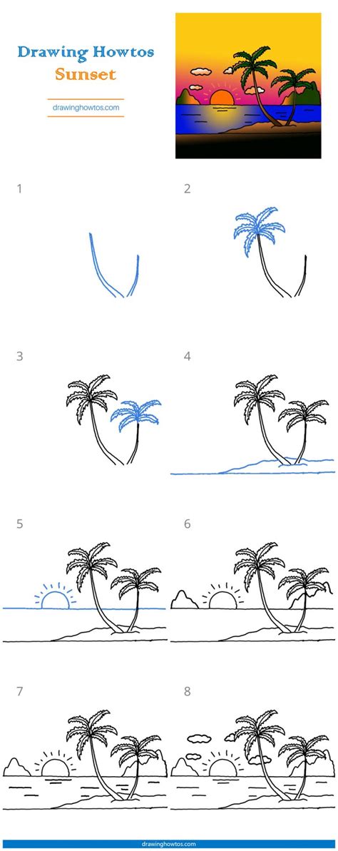 How To Draw A Sunset Step By Step Easy Drawing Guides Drawing Howtos