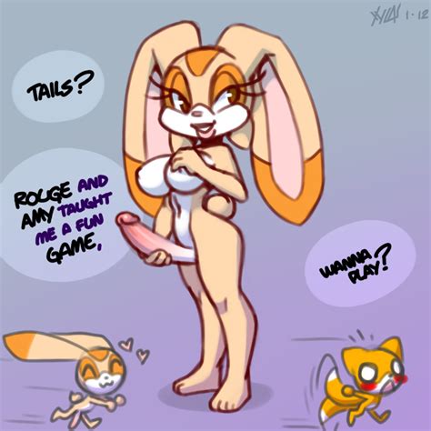Rule Anthro Bedroom Eyes Big Breasts Big Ears Breasts Canine Cream The Rabbit Dialogue Duo
