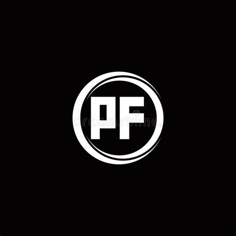 Pf Logo Initial Letter Monogram With Circle Slice Rounded Design
