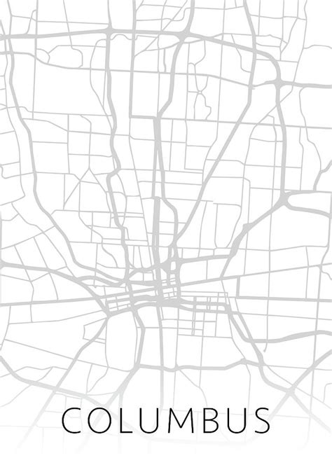 Columbus Ohio City Street Map Minimalist Black And White Series Mixed