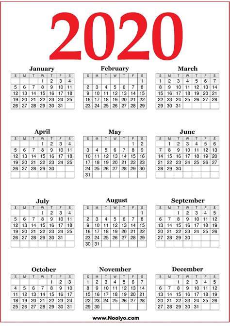 2020 Calendar Archives