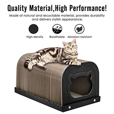 Pawaboo Cat Scratcher Tunnel Cat House Premium Collapsible Corrugated