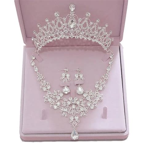 Chic Hollow Flower Wedding Bridal Jewelry Set Tiara Crown Drop Earring