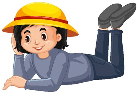 Happy Girl Laying Down On White Background Clipart Eps10 Lay Down