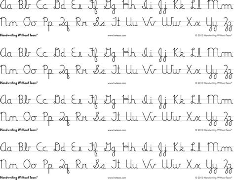 Handwriting Without Tears Cursive Alphabet Desk Strips 4 Strips Per Sheet