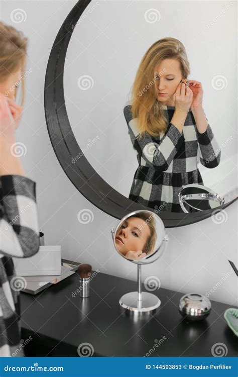 Serious Elegant Woman Near Mirror Stock Image Image Of Freshness Female 144503853
