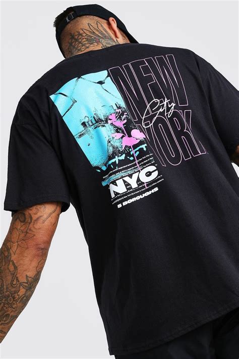 Men's Oversized New York Back Print T-Shirt | Boohoo UK | Minimal shirt