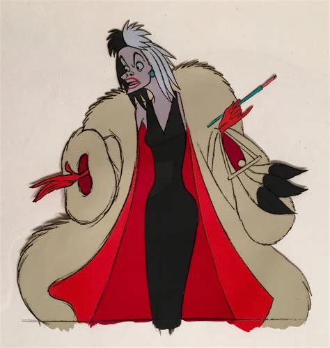 She orders them to kill and skin all the dogs by daybreak. Animation Collection: Original production cel of Cruella De Vil from "101 Dalmatians," 1961