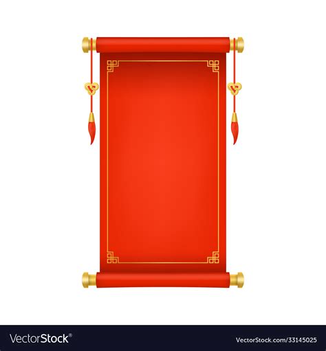 Realistic 3d Detailed Red Chinese Scroll Vector Image