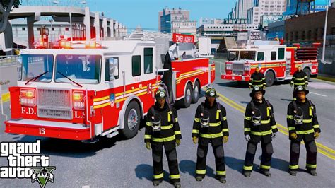 Gta Firefighter Mod Fdny Rescuing Injured New Yorkers With Tower Ladder