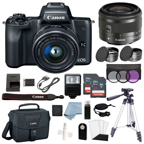 Canon Eos M50 Mirrorless Digital Camera Black With 1545mm Lens Deluxe