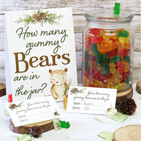 Distinctivs Guess How Many Gummy Bears Woodland Baby Shower Game Sign