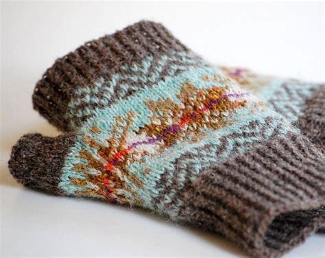 Grey Fair Isle Mitts Knitting Pattern Knitting Mittens Pattern