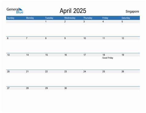 Editable April 2025 Calendar With Singapore Holidays