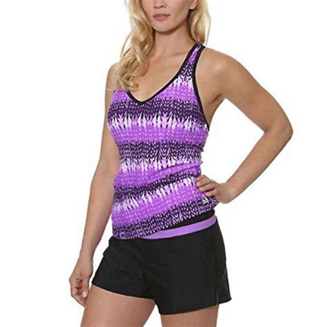 Womens Colorblock Tankini Swimsuit With Built In Bra