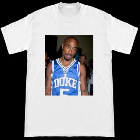 Tupac Shakur 2pac Wearing Duke Blue Devils Jersey T Shirt Aliexpress