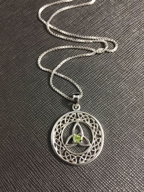 Celtic Trinity Knot Gemstone Necklace In Sterling Silver Irish