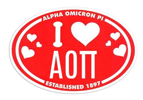 Alpha Omicron Pi I Love Sorority Sticker Oval Sale 295 Greek Gear