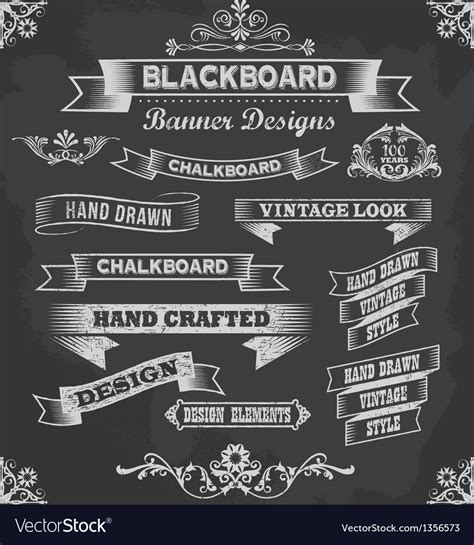 Retro Chalkboard Calligraphy Banners Royalty Free Vector