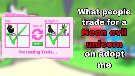 What People Trade For A Neon Evil Unicorn Roblox Adopt Me Youtube