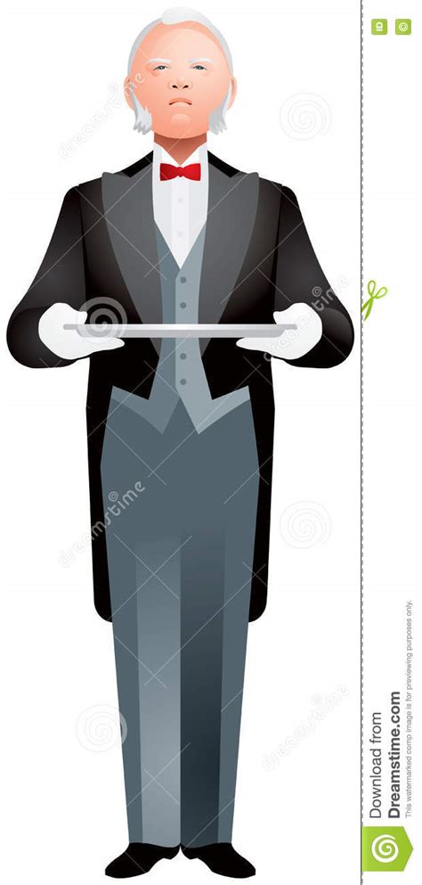 Butler Holding Tray Stock Vector Illustration Of Realistic 75682981