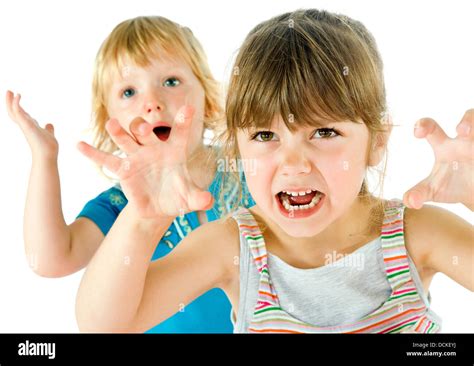 Kids Scary Faces Stock Photo Alamy