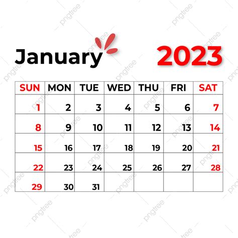 2023년 1월 월간 달력 2023년 1월 달력 달력 2023 2023년 1월 Png 일러스트 및 벡터 에 대한 무료