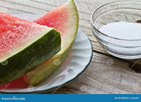 Watermelon With Salt Stock Image Image Of Tasty Watermelon 25740335