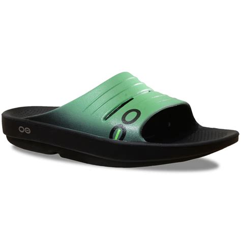 oofos women s oolala slide sandals black seafoam