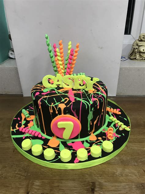 Neon Splash Glow In The Dark Cake Neon Birthday Cakes Cake Designs