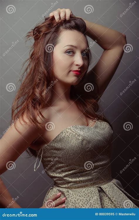 A Brunet Girl Stock Image Image Of Long Makeup Hand 80039595